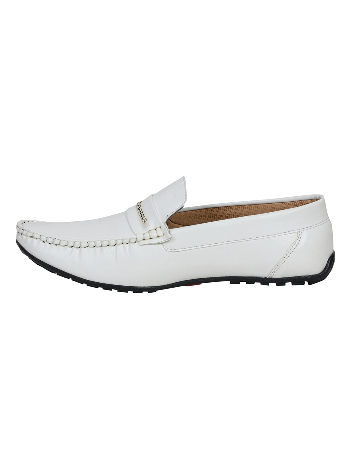 white leatherette slip on loafers - 16220735 - Zoom Image - 2