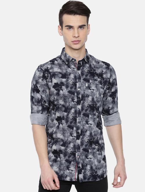 grey printed casual shirt - 16220757 - Very Small Image - 1