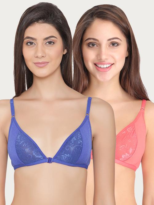 set of 2 lace detail front open bra - 16221917 - Very Small Image - 1