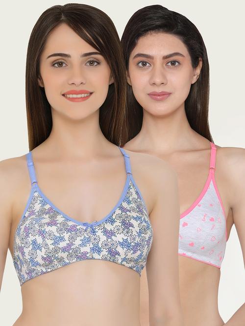 set of 2 bow patch floral bra - 16221920 - Very Small Image - 1