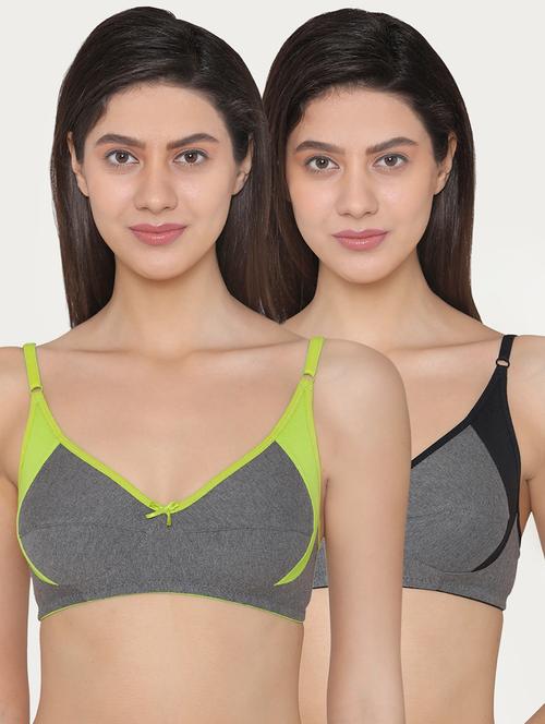 set of 2 bow patch color block bra - 16221922 - Very Small Image - 1