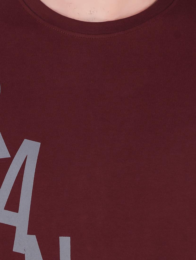maroon typographic front print tshirt - 16222146 - Zoom Image - 4