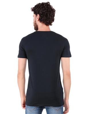 navy blue chest print t-shirt - 16222149 - Standard Image - 3