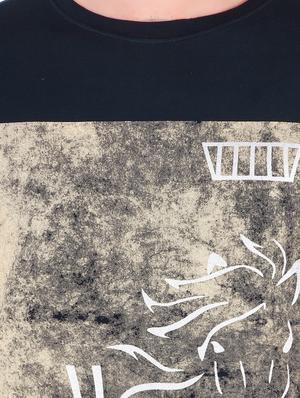 navy blue chest print t-shirt - 16222149 - Standard Image - 4