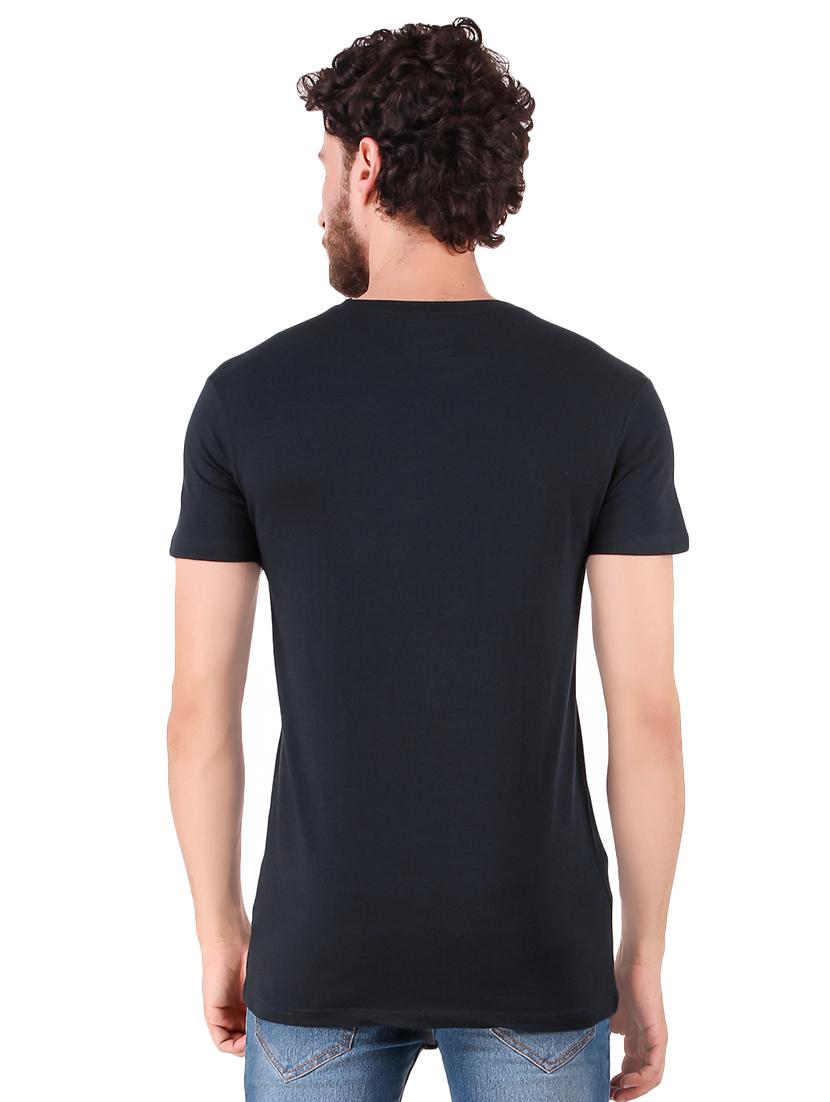 navy blue chest print t-shirt - 16222149 - Zoom Image - 3