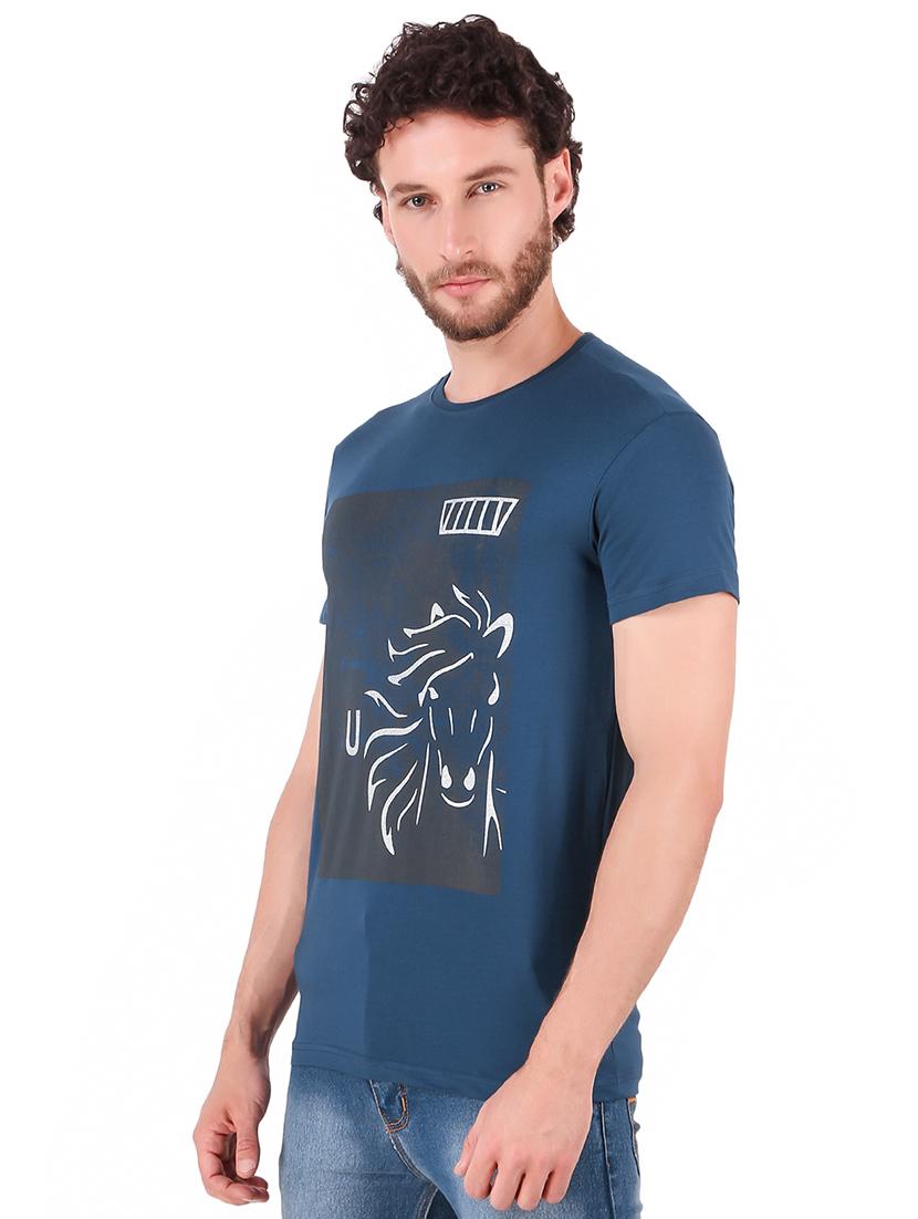 blue chest print t-shirt - 16222151 - Zoom Image - 2