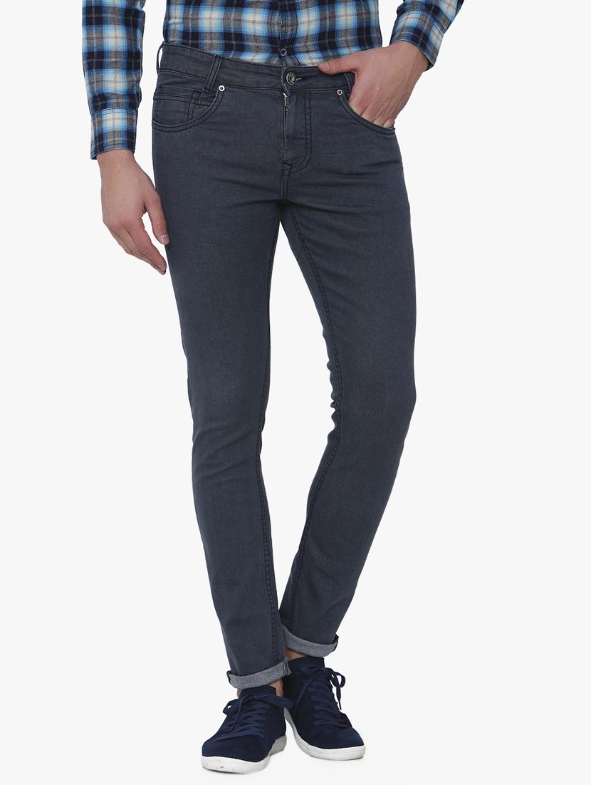 grey cotton blend plain jeans - 16222261 - Zoom Image - 1