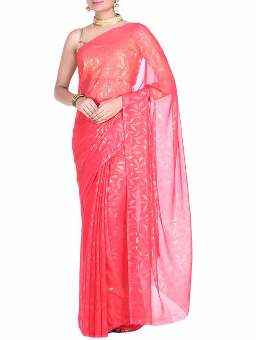 foil printed saree with blouse - 16222488 - Standard Image - 1