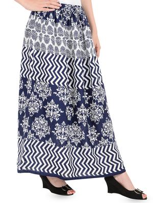 drawstring damask print long skirt - 16222822 - Standard Image - 2