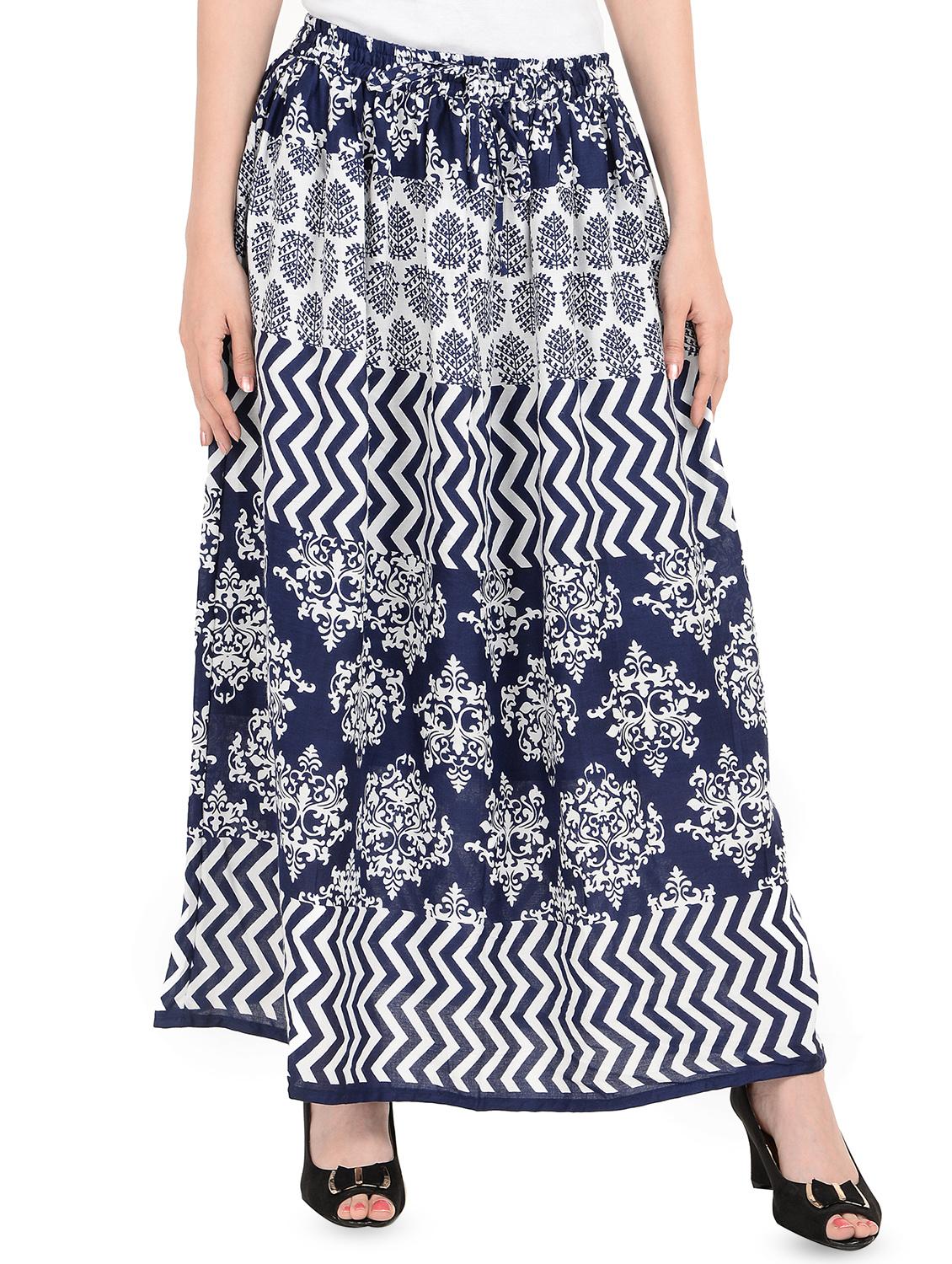 drawstring damask print long skirt - 16222822 - Zoom Image - 1