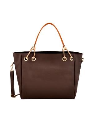 brown leatherette (pu) handbag combo - 16224147 - Standard Image - 2