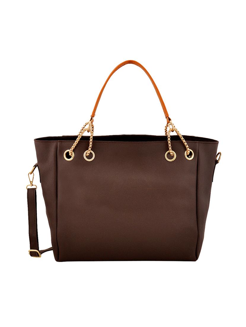 brown leatherette (pu) handbag combo - 16224147 - Zoom Image - 2