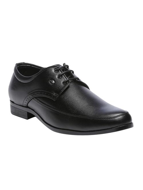 black leatherette lace-up derbys - 16224598 - Standard Image - 1