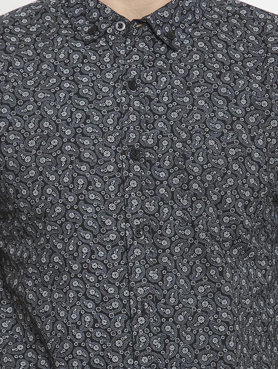 black paisley printed casual shirt - 16225261 - Zoom Image - 5