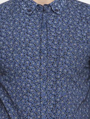 blue paisley printed casual shirt - 16225265 - Standard Image - 5