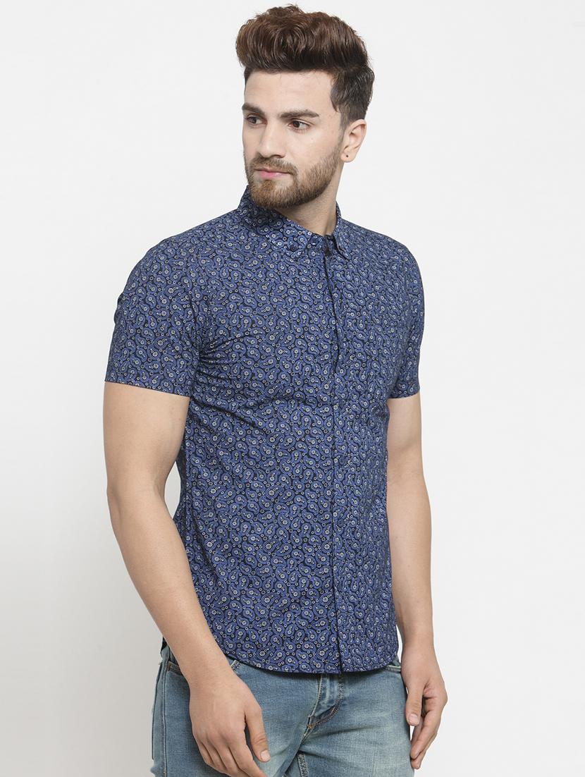 blue paisley printed casual shirt - 16225265 - Zoom Image - 2