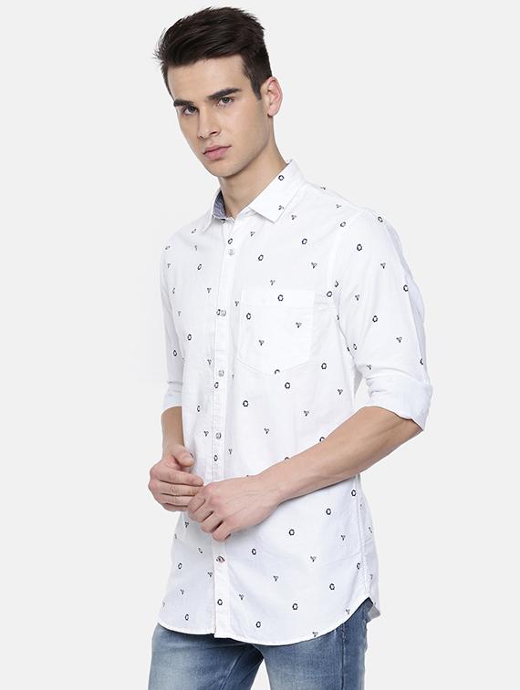 white printed casual shirt - 16225877 - Zoom Image - 2