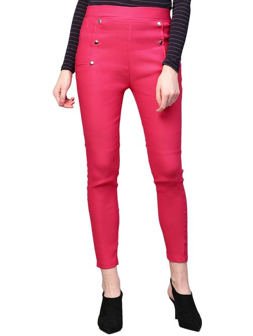 button detail mid rise treggings - 16225914 - Standard Image - 1