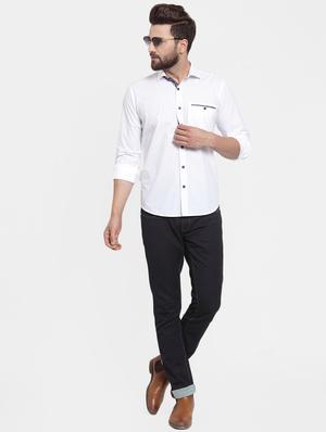 white solid casual shirt - 16225957 - Standard Image - 4