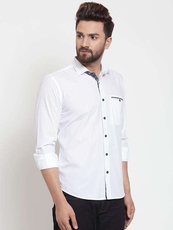 white solid casual shirt - 16225957 - Zoom Image - 2