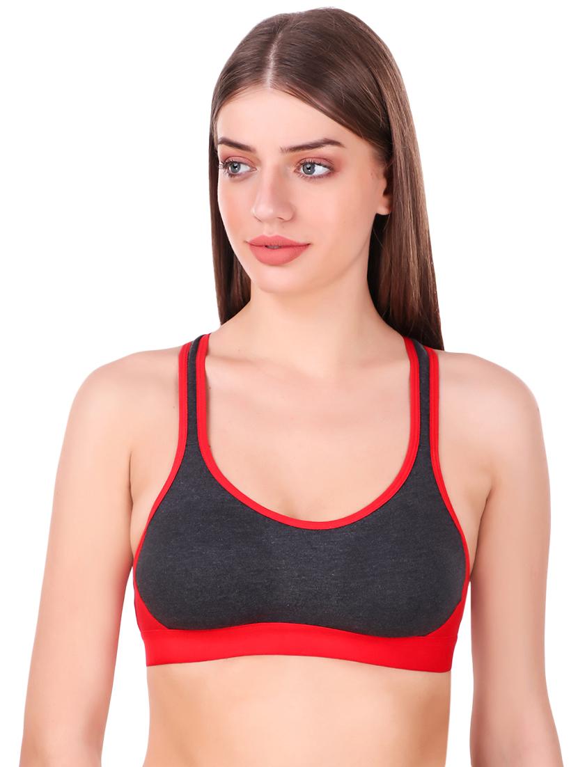 racer back color block sports bra - 16225970 - Zoom Image - 1