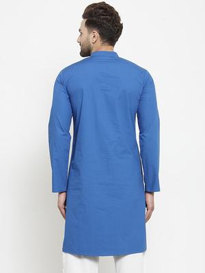 blue solid long kurta - 16226440 - Standard Image - 3