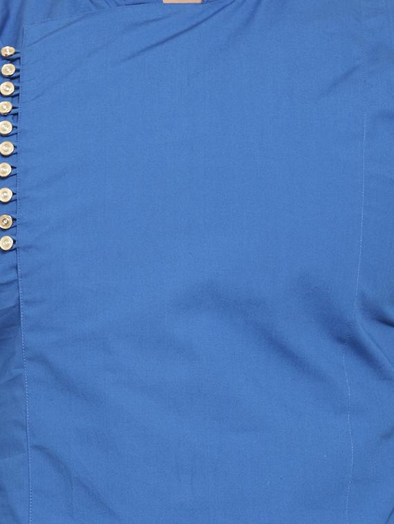 blue solid long kurta - 16226440 - Zoom Image - 5