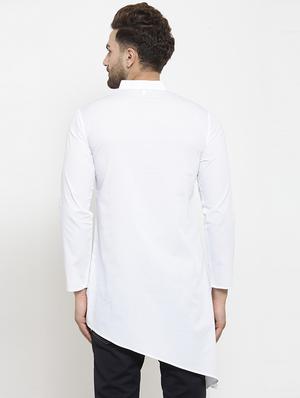 white solid asymmetric kurta - 16226441 - Standard Image - 3