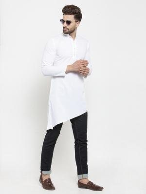 white solid asymmetric kurta - 16226441 - Standard Image - 4