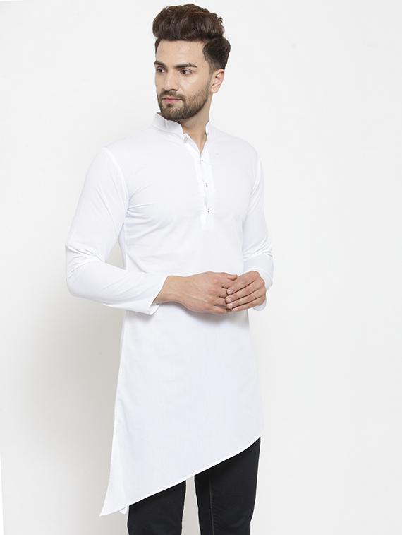 white solid asymmetric kurta - 16226441 - Zoom Image - 2