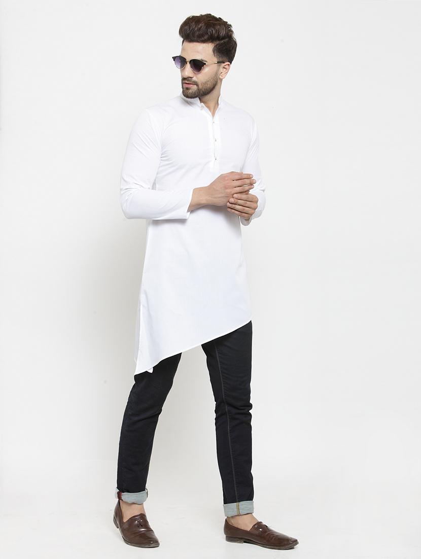 white solid asymmetric kurta - 16226441 - Zoom Image - 4