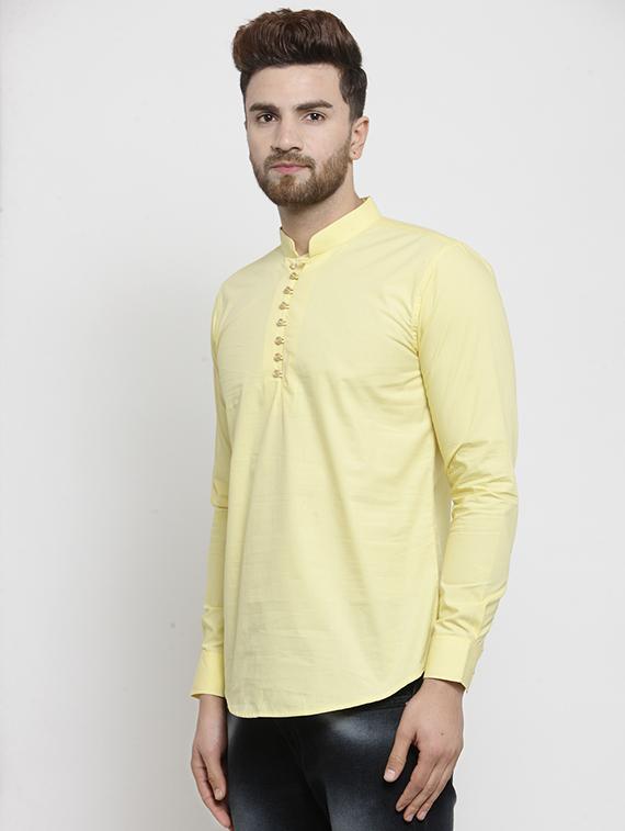 yellow solid short kurta - 16226448 - Zoom Image - 2