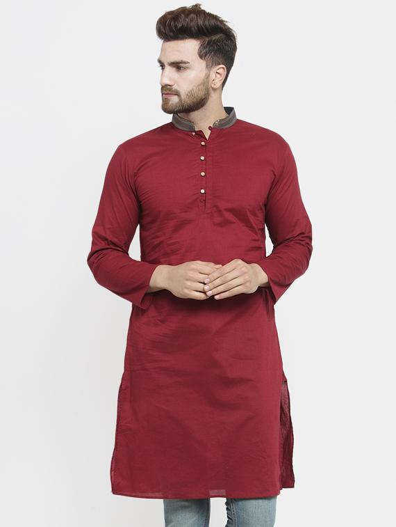 red solid long kurta - 16226449 - Zoom Image - 1