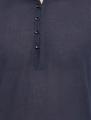 blue solid long kurta - 16226451 - Standard Image - 5