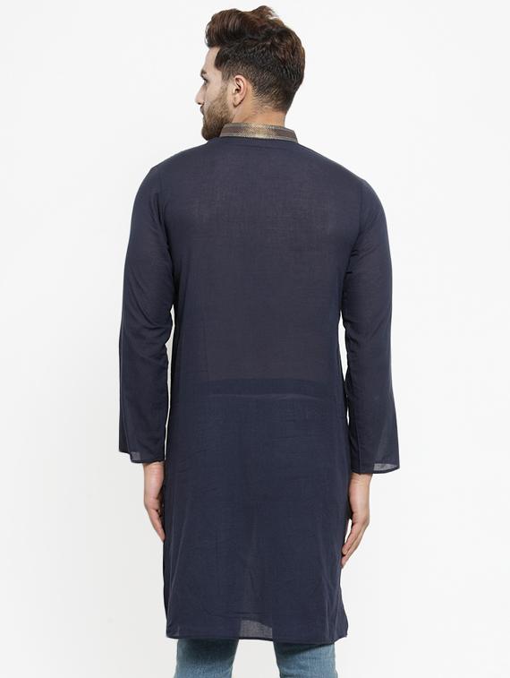 blue solid long kurta - 16226451 - Zoom Image - 3