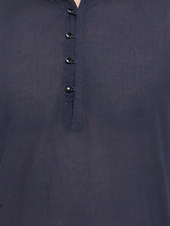 blue solid long kurta - 16226451 - Zoom Image - 5