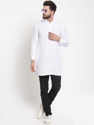 white solid long kurta - 16226452 - Standard Image - 4