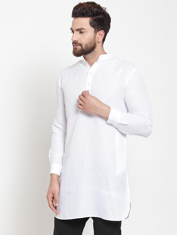 white solid long kurta - 16226452 - Zoom Image - 2