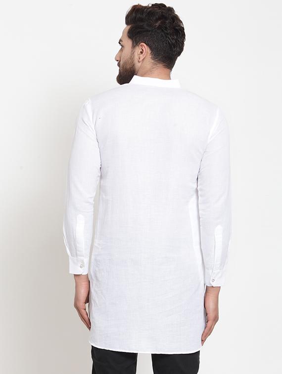white solid long kurta - 16226452 - Zoom Image - 3