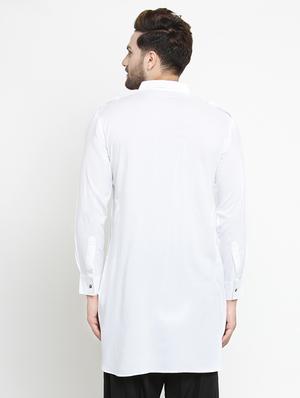 white solid pathani kurta - 16226461 - Standard Image - 3