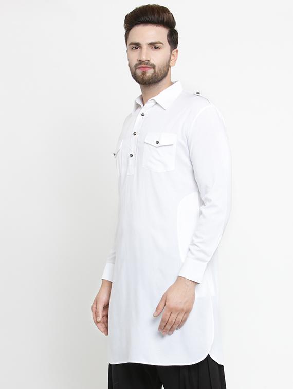 white solid pathani kurta - 16226461 - Zoom Image - 2