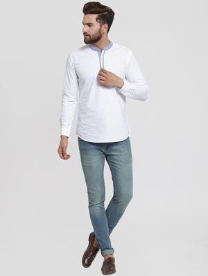 white solid short kurta - 16226464 - Standard Image - 4