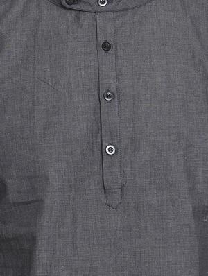 grey solid short kurta - 16226465 - Standard Image - 5