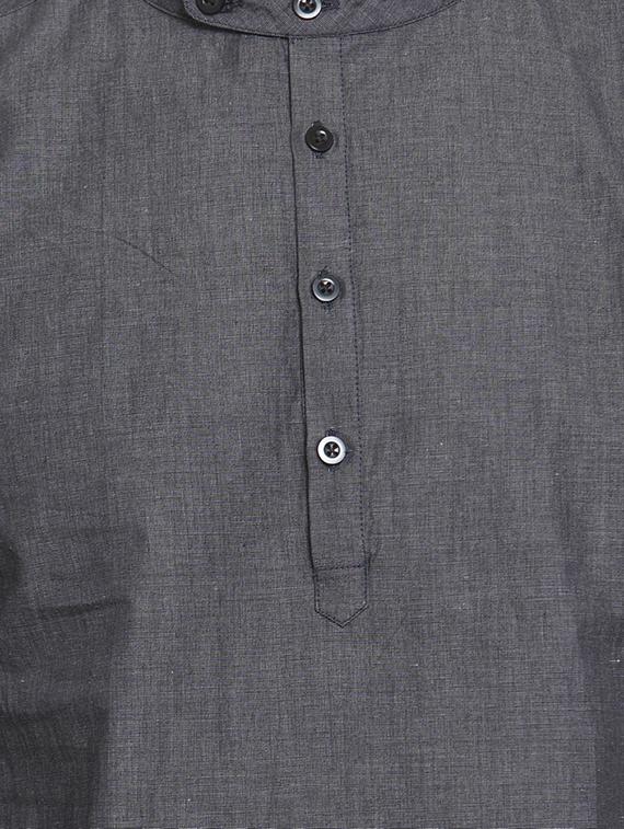 grey solid short kurta - 16226465 - Zoom Image - 5