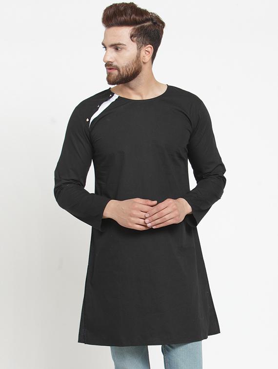 black solid long kurta - 16226467 - Zoom Image - 1