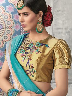 checkered zari motif woven saree with blouse - 16226793 - Standard Image - 2
