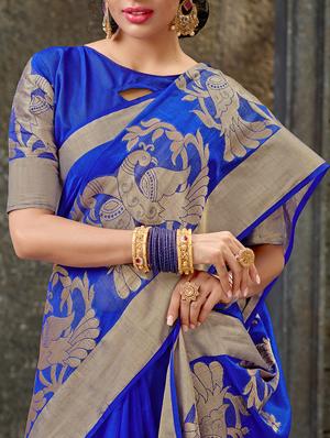 conversational zari border woven saree with blouse - 16226804 - Standard Image - 2