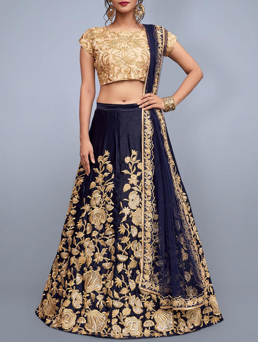 floral embroidered a-line lehenga - 16226885 - Zoom Image - 1