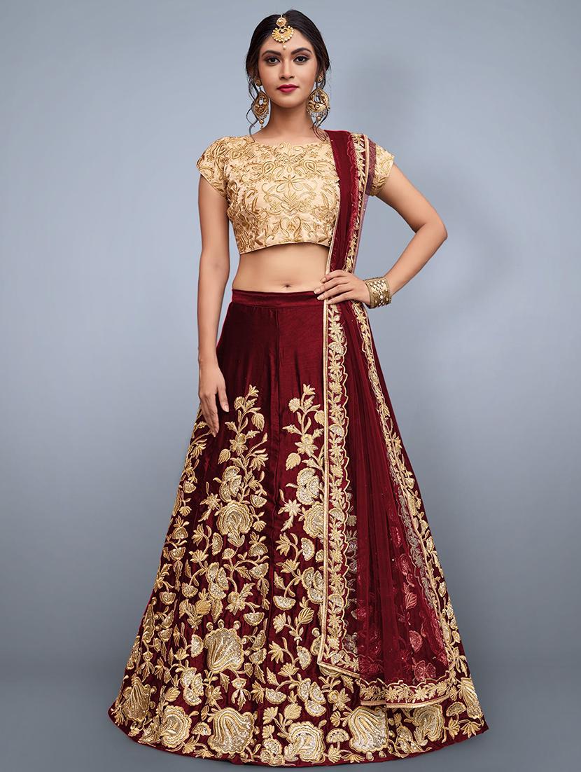 floral embroidered a-line lehenga - 16226886 - Zoom Image - 1