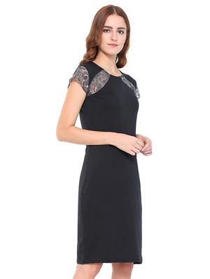 keyhole back mesh paneled sheath dress - 16227109 - Standard Image - 2